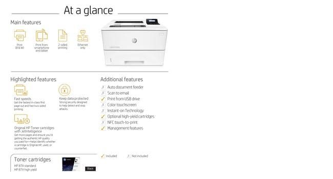 HP LaserJet Pro M501dn, Imprimante laser monochrome, Blanc