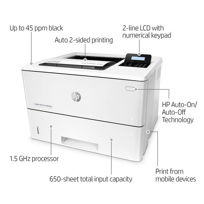 HP LaserJet Pro M501dn, Imprimante laser monochrome, Blanc