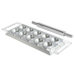 Marcato Ravioli Tray Silver avec rouleau à pâtisserie assorti
