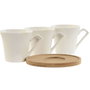 Home ESPRIT Jeu de 6 tasses avec plat Blanc Bambou Porcelaine 90 ml