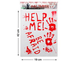 Atosa Autocollant Rouge "HELP ME" avec Empreintes Ensanglantées 42x19 cm