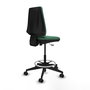 Tabouret Taburete Elche Contact permament de base Tissu Vert émeraude Base pyramidale noire Sans accoudoirs Sans appui-tête Roulettes 65mm nylon