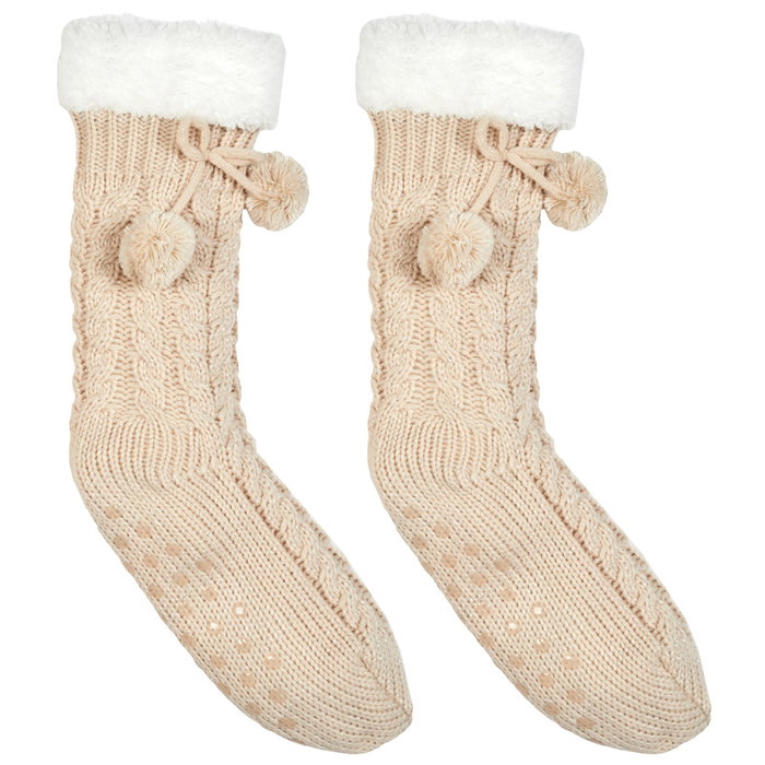 Sensly Chaussettes avec Pompons et Doublure Sherpa Sensly Chaussettes avec Pompons et Doublure Sherpa
