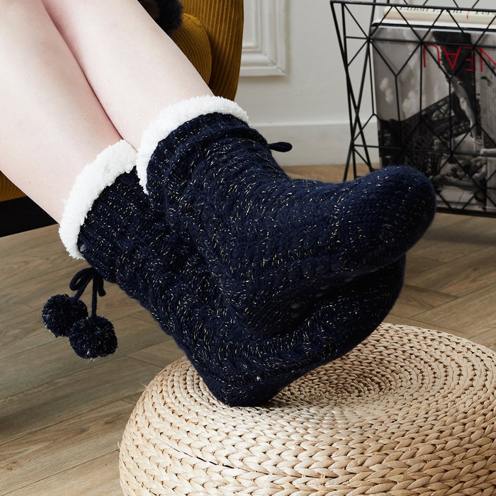 Sensly Chaussettes avec Pompons et Doublure Sherpa Sensly Chaussettes avec Pompons et Doublure Sherpa