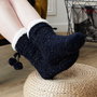 Sensly Chaussettes avec Pompons et Doublure Sherpa
