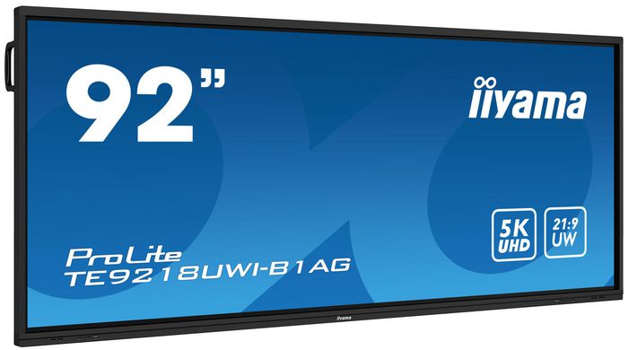 iiyama Écran tactile interactif 92" 5K UHD (5120x2160) avec Android OS 13, Panneau VA antireflet, 50 points de contact, HDMI 4x, USB-C, Haut-parleurs intégrés