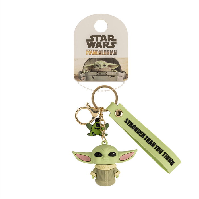 Peers Hardy - Porte-clés officiel Star Wars The Mandalorian avec figurine 3D de Grogu 'Baby Yoda' et grenouille verte, chaîne argentée