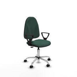 PIQUERAS Y CRESPO Chaise de bureau Algarra, tissu vert bouteille, base chromée, roulettes parquet