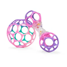 Bright Starts Set Cadeau O'Ball Grasp the Day avec Hochet Oball Shaker et Balle Classique - Coffret 2 Jouets Bébé en Rose, Violet, Turquoise