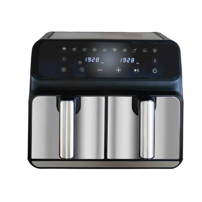 Unold 58685 Friteuse sans huile Double Twin Zone, noir argenté