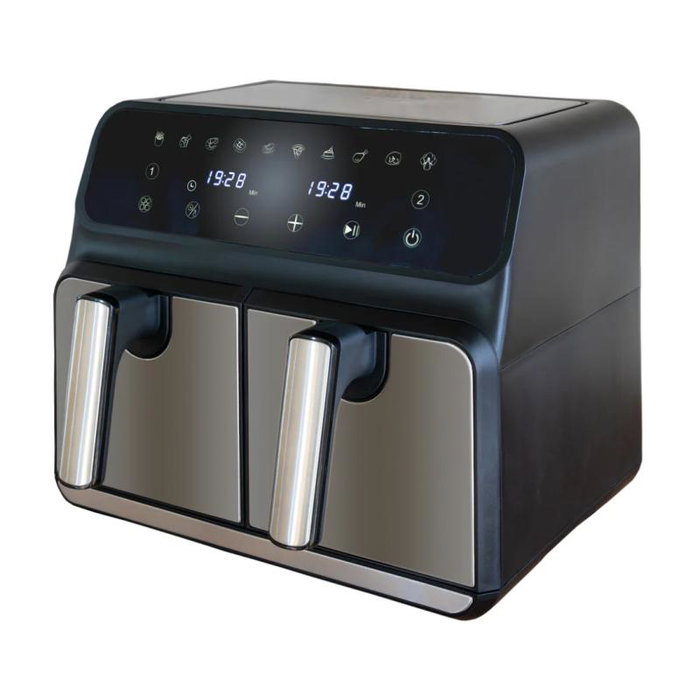 Unold 58685 Friteuse sans huile Double Twin Zone, noir argenté