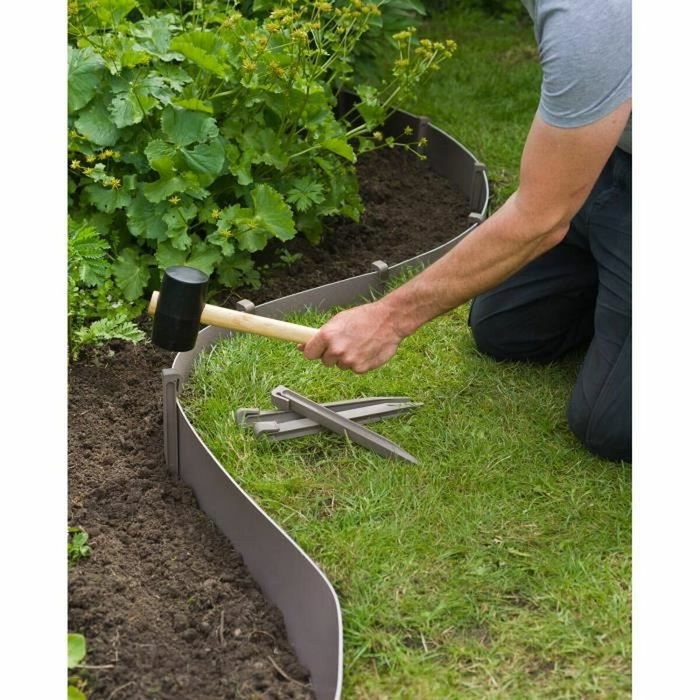 Nature Ancres pour bordure de jardin en polyéthylène recyclé - Beige taupe