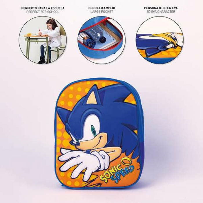 Cartable 3D Sonic Bleu 25 x 31 x 9 cm Orange