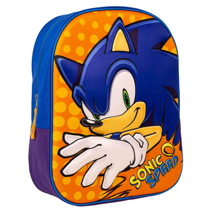 CERDÁ Sac à dos 31 cm pour enfants avec motif 3D Sonic The Hedgehog - 25x31x10 cm - Polyester et EVA