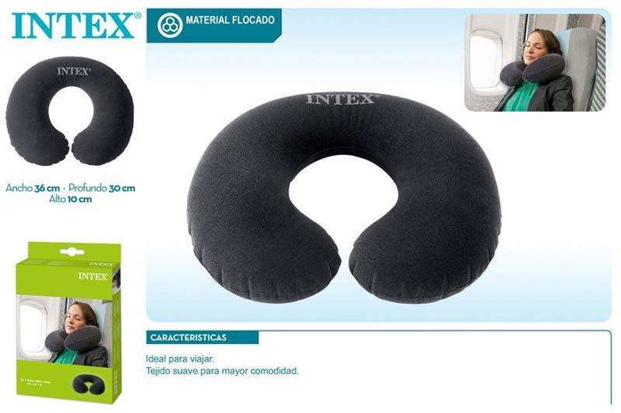 Intex Oreiller de voyage gonflable - 36 x 30 x 10 cm - Confort cervical pour avion et voiture, PVC Intex Oreiller de voyage gonflable - 36 x 30 x 10 cm - Confort cervical pour avion et voiture, PVC