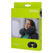 Intex Oreiller de voyage gonflable - 36 x 30 x 10 cm - Confort cervical pour avion et voiture, PVC