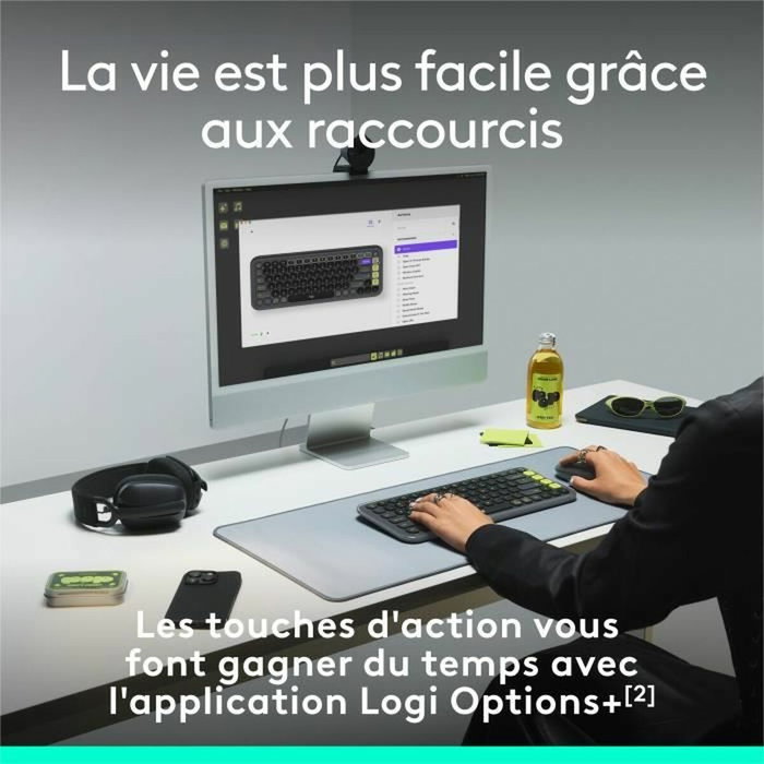 Logitech Pop Icon Keys - Clavier sans fil - AZERTY - Graphite