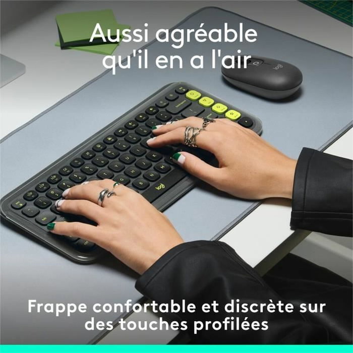 Logitech Pop Icon Keys - Clavier sans fil - AZERTY - Graphite