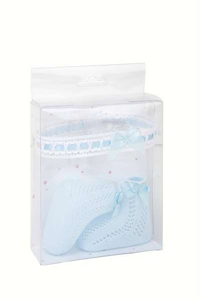 Muñecas Arias Set de chaussettes bleu avec bandeau pour la tête, langues: espagnol