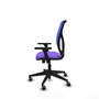 Chaise Motilla Synchro 3 positions tissu Violet Maille Bleu Base pyramidale noire Accoudoir 3D Sans appui-tête Roulettes 65mm pour moquette