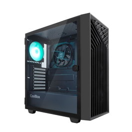 Coolbox GA300 Grid Line Boîtier PC Gaming Tour ARGB Verre Trempé USB-C 3.0 Ventilation 5 Ventilateurs Noir
