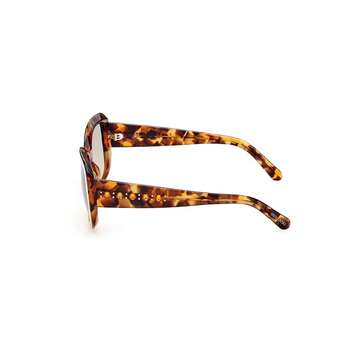 Swarovski SK0373 56B Lunettes de soleil femme rectangulaires, monture havana, verres Gradient Brown 53 mm