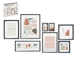 Giftdecor Set 8 Porte-photos Mural Passe-partout Noir 52x12x9 cm Orientation Horizontale + Verticale (Set de 4)