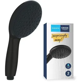 GROHE Pommeau de douche Vitalio Start 110 279462431 Noir Mat - 2 jets (Pluie/Stimulant) - Economie d'eau - Procédé anti-calcaire