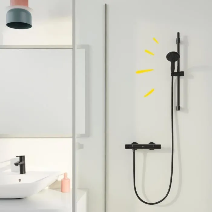 GROHE Pommeau de douche Vitalio Start 110 279462431 Noir Mat - 2 jets (Pluie/Stimulant) - Economie d'eau - Procédé anti-calcaire