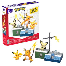Mega Construx - Ensemble de Construction Pokémon Évolutions Pikachu avec Pichu et Raichu - Figurines Articulées et Environnement - Jeu de Construction - À partir de 6 ans - Hkt23