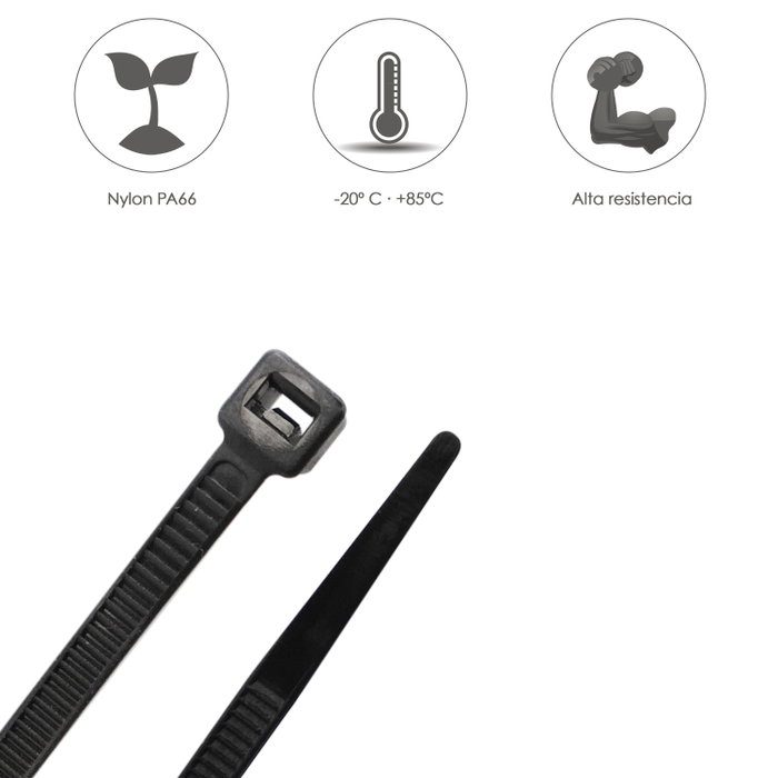 WOLFPACK LINEA PROFESIONAL Collier de serrage en nylon noir 2,5 x 135 mm, lot de 100 unités
