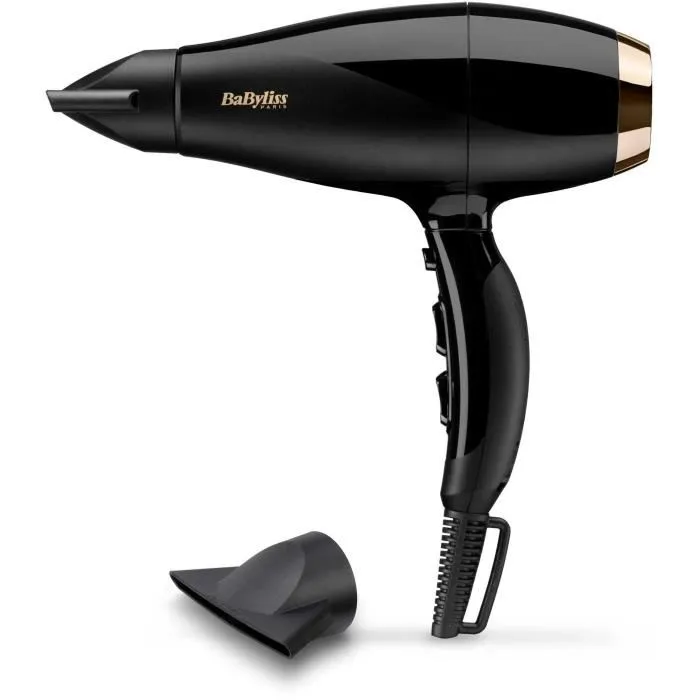 BaByliss Super Pro 2300 6714E - Sèche-cheveux 2300 W professionnel à flux d'air 120 km/h, moteur AC, ionique, 3 températures et 2 vitesses, fonction air froid