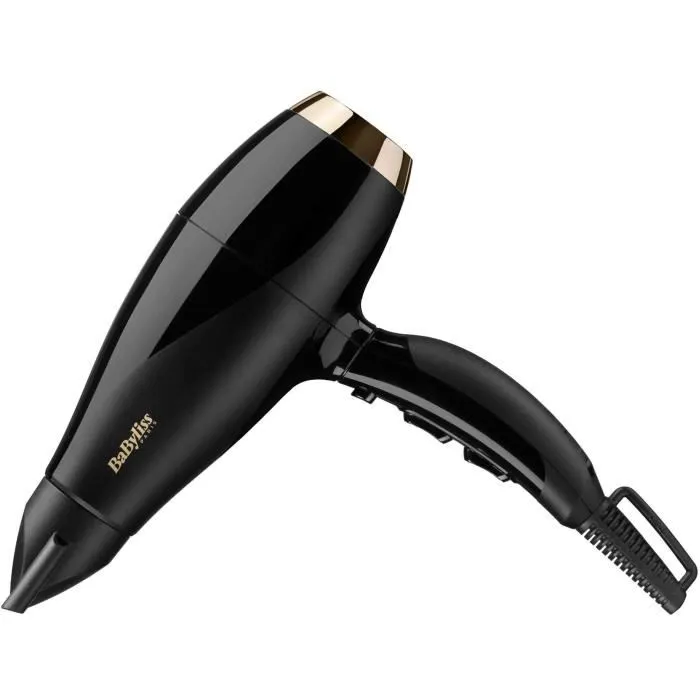 BaByliss Super Pro 2300 6714E - Sèche-cheveux 2300 W professionnel à flux d'air 120 km/h, moteur AC, ionique, 3 températures et 2 vitesses, fonction air froid