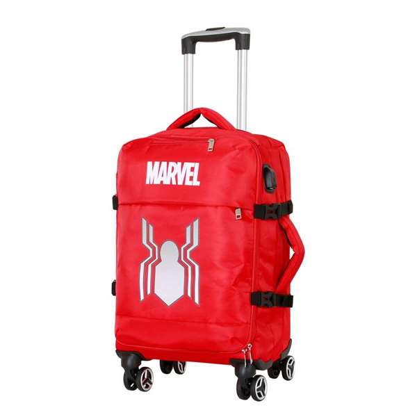 Karactermania Valise Cabine 4 Roues Souple à Thème Spiderman 35 x 20 x 55 cm - Port USB - Polyester - Pour Enfant
