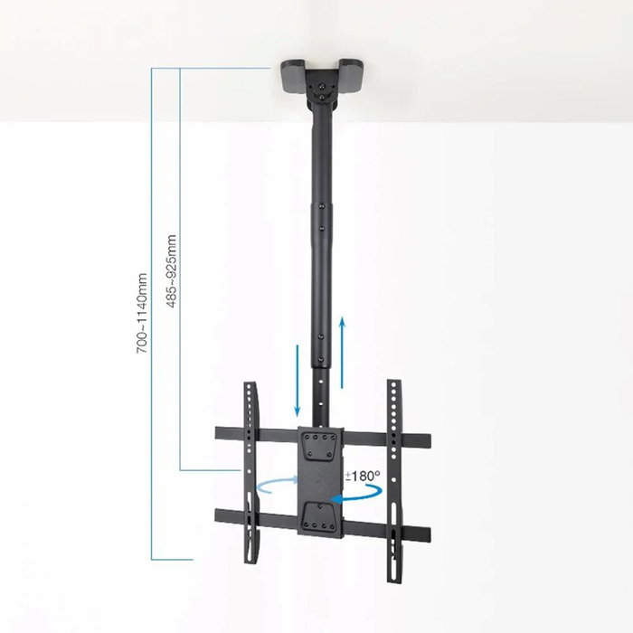 Tooq LPCE1175TSLI-B Support Plafond VESA pour TV 32-75 Pouces, 400x400mm, 60kg, Noir