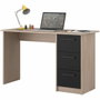 Parisot Bureau droit 3 tiroirs - Décor chêne/noir - ESSENTIELLE