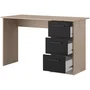 PARISOT Bureau droit avec 3 tiroirs ESSENTIEL - Décor chêne et noir - Dimensions : 121,4 x 55 x 74,5 cm
