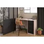PARISOT Bureau droit avec 3 tiroirs ESSENTIEL - Décor chêne et noir - Dimensions : 121,4 x 55 x 74,5 cm
