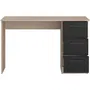 PARISOT Bureau droit avec 3 tiroirs ESSENTIEL - Décor chêne et noir - Dimensions : 121,4 x 55 x 74,5 cm