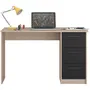 PARISOT Bureau droit avec 3 tiroirs ESSENTIEL - Décor chêne et noir - Dimensions : 121,4 x 55 x 74,5 cm