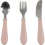 BEABA - Set de 3 couverts d'apprentissage en inox pour enfant - Cuillère, fourchette, couteau - Lavable au lave-vaisselle