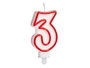 Arte Regal Bougie Anniversaire Numéro 3 Blanche Bord Rouge 4x8x1 cm (Set de 72)