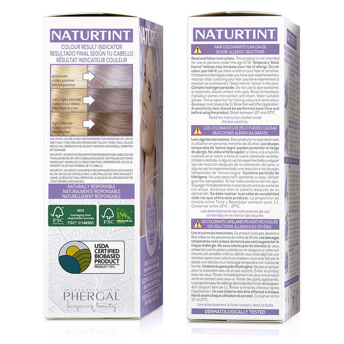 Naturtint Teinture Silver Violette Tonifiante 170 ml - Cheveux Blonds, Blancs & Décolorés