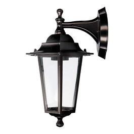Edm Applique extérieure Zurich aluminium et verre E27 60W sans ampoule noire éclairage vers le bas