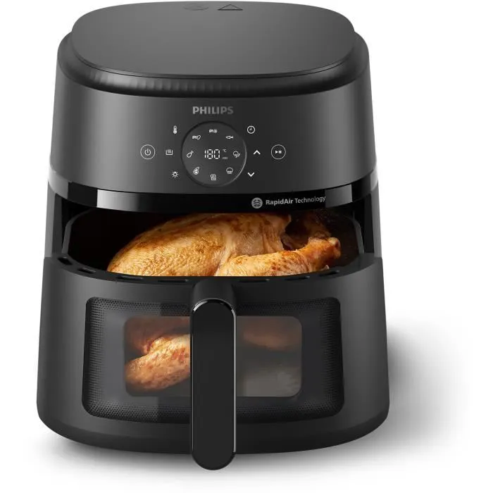 Philips NA230/00 Airfryer - Friteuse sans huile 6,2 L avec fenêtre de visualisation, 1500 W, 13 modes de cuisson, thermostat réglable jusqu'à 200°C, noire Philips NA230/00 Airfryer - Friteuse sans huile 6,2 L avec fenêtre de visualisation, 1500 W, 13 modes de cuisson, thermostat réglable jusqu'à 200°C, noire