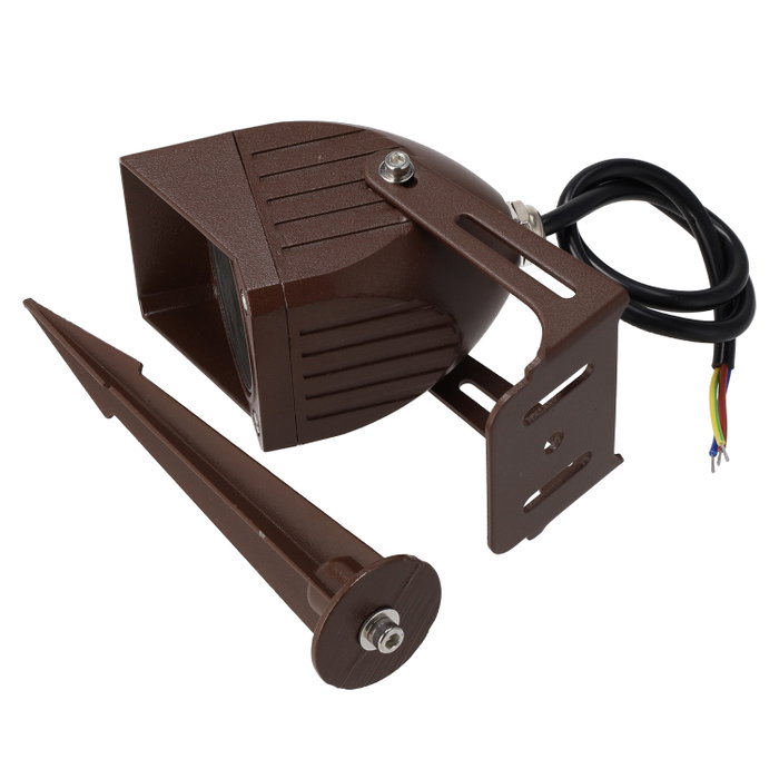 Projecteur LED 3W IP65 2700K avec piquet pour jardin, finition marron