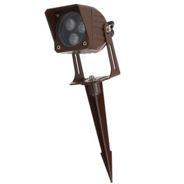 Projecteur LED 3W IP65 2700K avec piquet pour jardin, finition marron