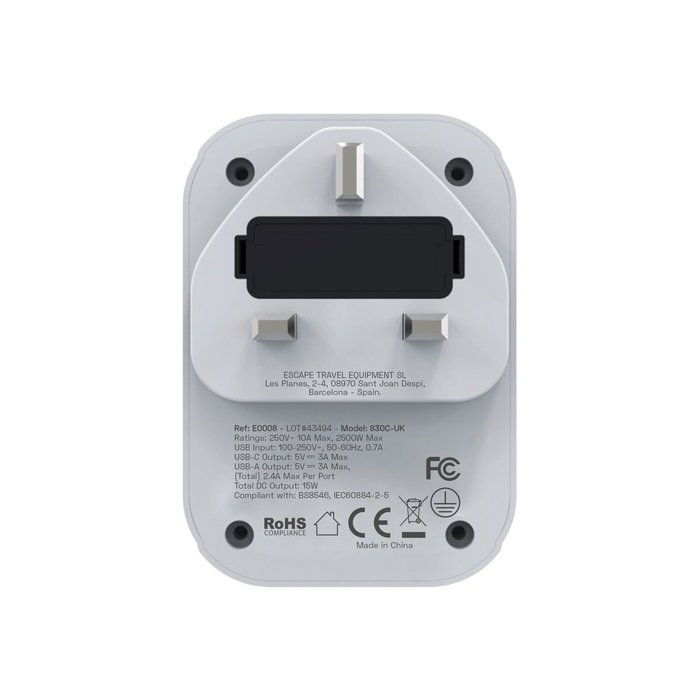 Multiprise Scape Travel 830C-UK Plastique 150 W Multiprise Scape Travel 830C-UK Plastique 150 W