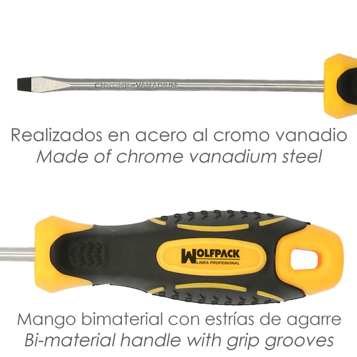 WOLFPACK LINEA PROFESIONAL Jeu de 7 tournevis en acier chrome vanadium WOLFPACK LINEA PROFESIONAL Jeu de 7 tournevis en acier chrome vanadium