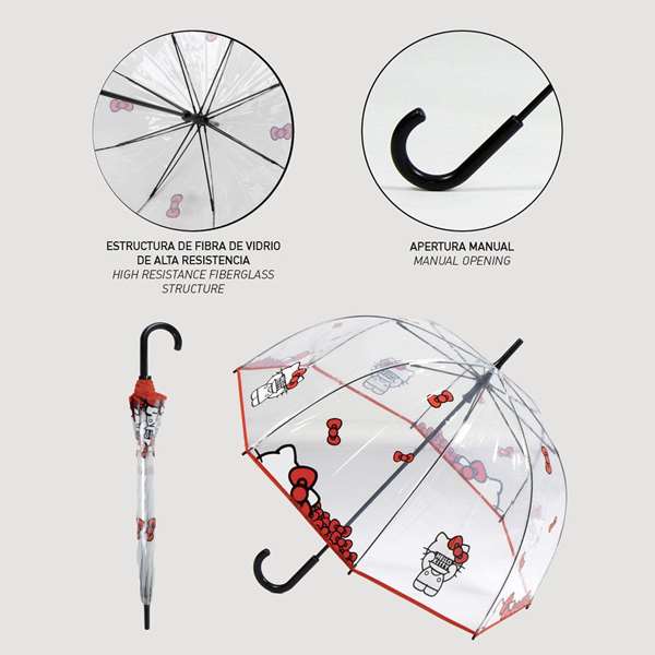 Cerdà Poe - Parapluie manuel adulte motif Hello Kitty, 60 cm, couleur bleue, âge minimum conseillé 3 ans